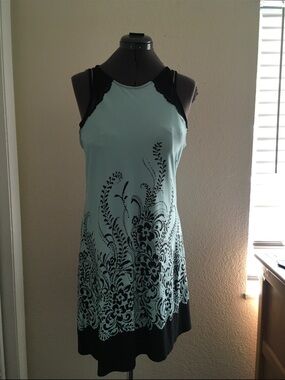 Apt. 9 Mint Dress with Black Floral Print